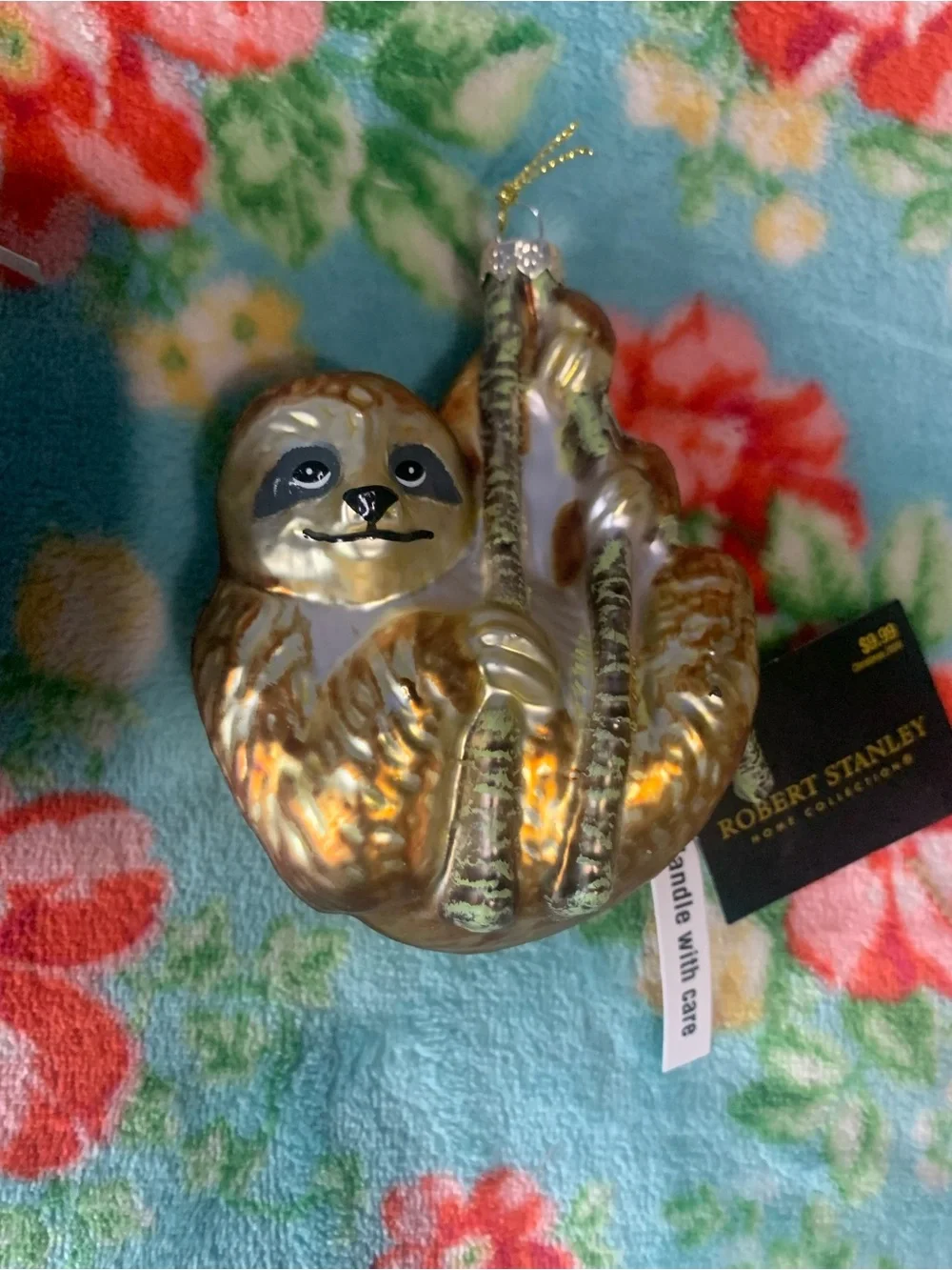 Robert Stanley Sloth Tree Ornaments Blown Glass NWT